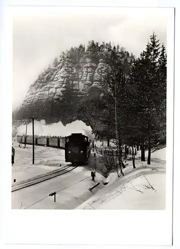 Ak Dampflok Zittauer Gebirge im Winter Schmalspurbahn Kurort Oybin 1979 DDR