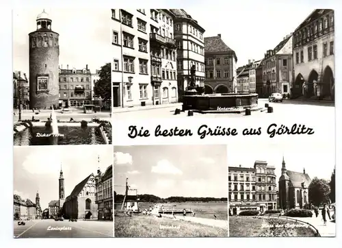 Ak Die besten Grüsse aus Görlitz Dicker Turm Untermarkt DDR 1973