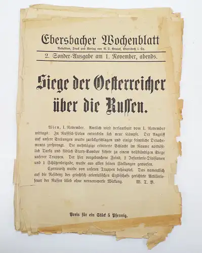 10 x Zeitung Aushang 1 Weltkrieg Militaria Ostpreußen Sieg Metz Österreich 1 Wk