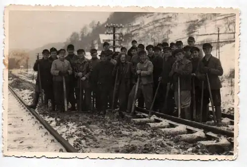Foto Königstein Arbeiter Gleisbau Eisenbahn Gleise Sächsische Schweiz 1950er