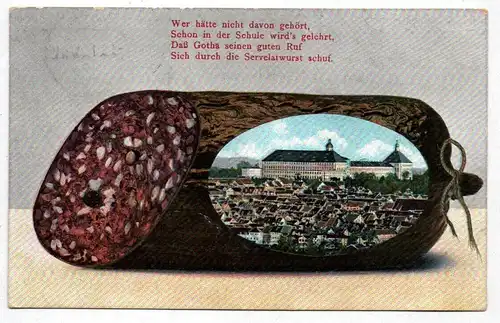 Ak Gotha Servelatwurst 1915 Wurst Feldpost