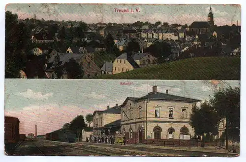 Ak Treuen Vogtland Bahnhof 1913