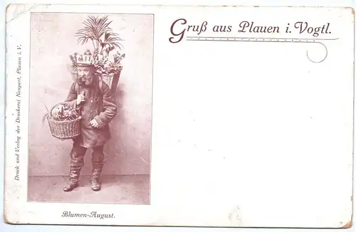 Litho Ak Gruß aus Plauen im Vogtland Blumen August um 1910