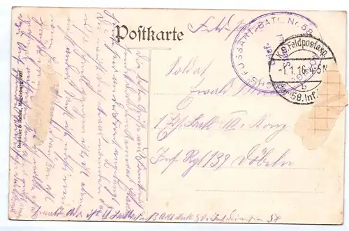 Feldpost Ak Zabern Saverne FAR 58 Schloß Kaserne 1916 france