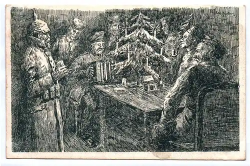 Ak Kurt Glauber Weihnachten im Unterstand Front Soldaten Train 19 Heer 1 Wk