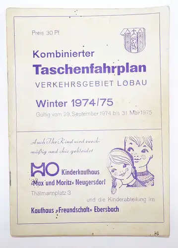 Kombinierter Taschenfahrplan 1974 1975 Verkehrsgebiet Löbau Winter 