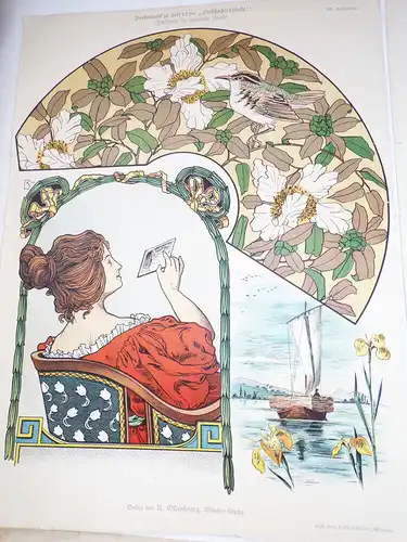 Jugendstil Kunstbeilagen Druck Print 4 Stück Muster Deko