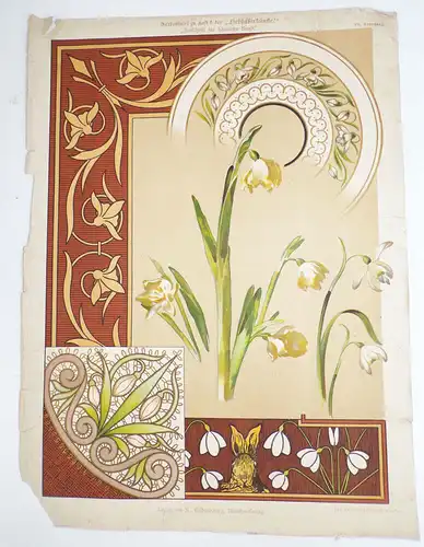 Jugendstil Kunstbeilagen Druck Print 4 Stück Muster Deko