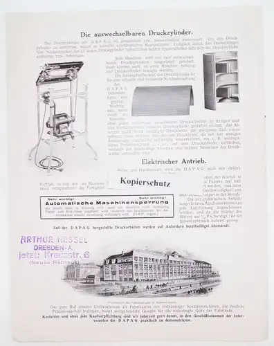 Mitteilung Deutsche Post Eisenbahn Verkehrswesen DAPAG 1925 Druckmaschine