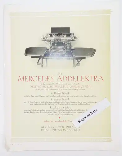 Werbe Prospekt Mercedes Addelektra Zocher Dresden Rechenmaschine 1920er