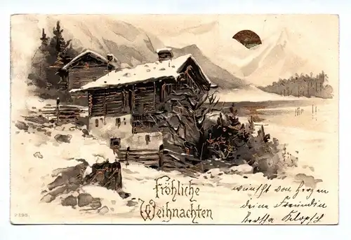 Ak Frohe Weihnachten 1902 Haus im Winter