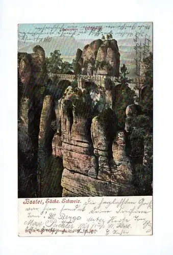 Ak Basteibrücke Steinschleuder Bastei Sächsische Schweiz 1904