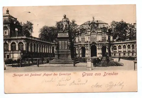 Ak Zwinger mit Denkmal August des Gerechten Gruss aus Dresden 1901