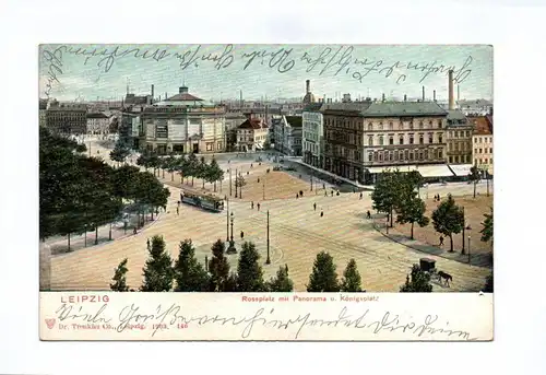 Ak Leipzig Rossplatz mit Panorama und Königsplatz 1904