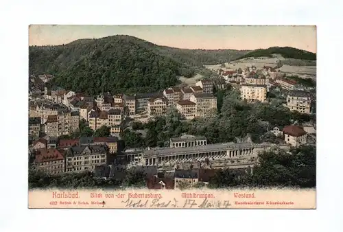 Ak Karlsbad Blick von der Hubertusburg 1907 Karlovy Vary Böhmen Tschechien