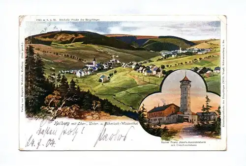 Ak Litho Keilberg mot Ober Unter Böhmisch Wiesenthal Klínovec Tschechien 1904