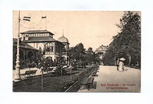 Ak Bad Salzbrunn Der Kurplatz mit dem Brunnenhaus 1908 Szczawno-Zdrój Polen