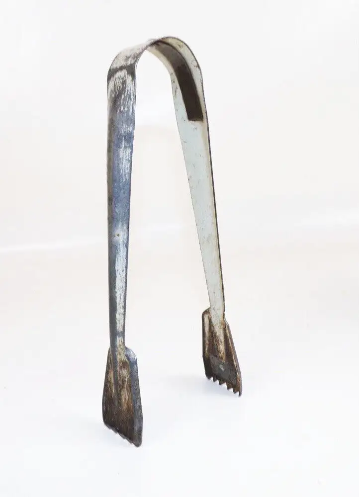 Alte Kohlezange Metall Brikettzange Ofenbesteck  0