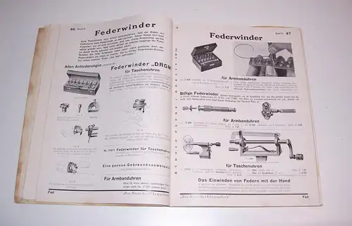 Uhrmacher Katalog Rudolf Flume Berlin Werkzeuge & Werkstattbedarf 1937 selten !