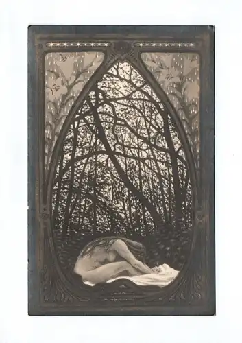 Ak Künstler nackte Frau Fidus um 1930 Dämmerwellen