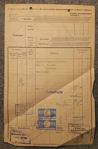 Alter Frachtbrief Meuselwitz Schmölln 1919