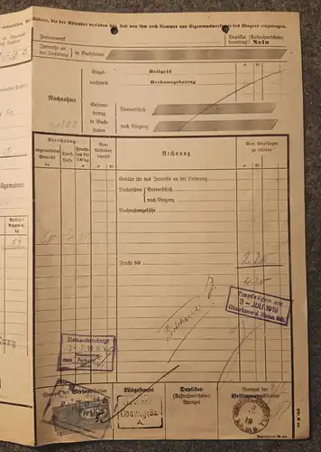 Alter Frachtbrief 1919 Coswig nach Schmölln mit Marken