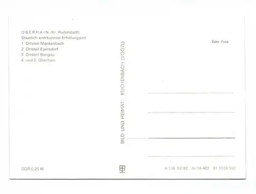 Ak Oberhain Kreis Rudolstadt Staatlich anerkannter Erholungsort DDR 