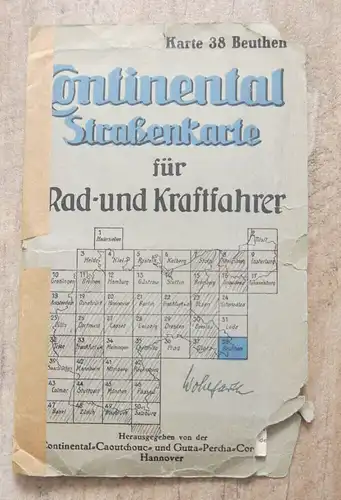 Alte Continental Straßenkarte 38 Beuthen Landkarte Schlesien