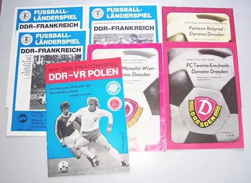 Lot Fussball Programm Hefte DDR VR Polen Frankreich Dynamo Dresden ! (H3