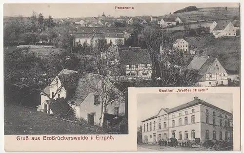 Litho Ak Gruß aus Großrückerswalde Erzgebirge Gasthof Weißer Hirsch 1925 (A1236