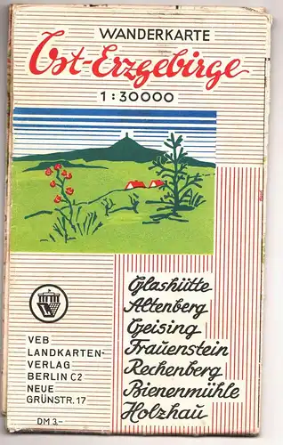 Ost - Erzgebirge Wanderkarte 1:30.000 Glashütte Altenberg Greising Holzhau !
