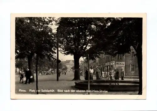 Ak Foto DDR Blick nach der Karl Marx Straße Pirna Platz der Solidarität 1956