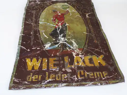 Altes Blechschild Wie Lack der Leder Creme Reklame Werbung Schuhpflege