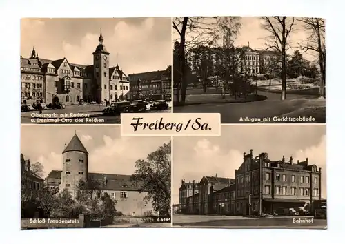 Ak Freiberg Sachsen Obermarkt Schloß Freudenstein DDR 1960