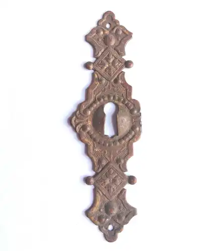Möbelbeschlag mit Schlüsselloch aus Messing Schlüsselschild antik