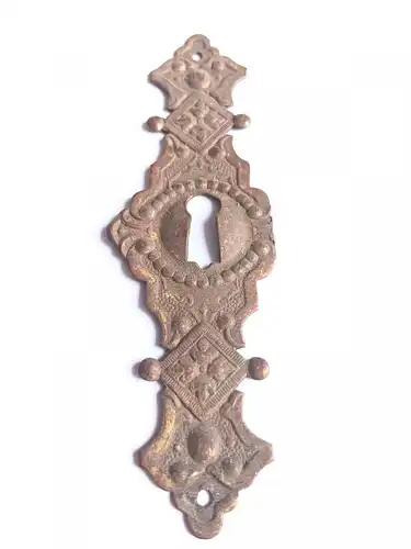 Möbelbeschlag mit Schlüsselloch aus Messing Schlüsselschild antik