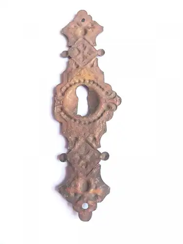 Möbelbeschlag mit Schlüsselloch aus Messing Schlüsselschild antik