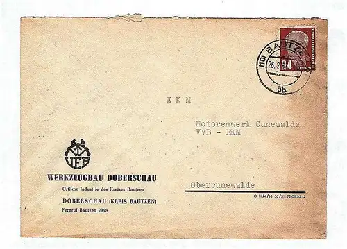 Brief 1953 DDR Werkzeugbau Doberschau Kr Bautzen