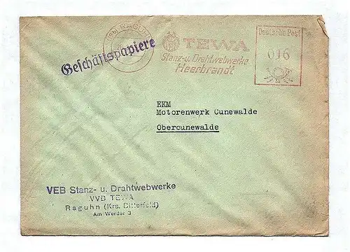 VEB Stanz Drahthebewerke Raguhn Bitterfeld Geschäftspapiere 1953