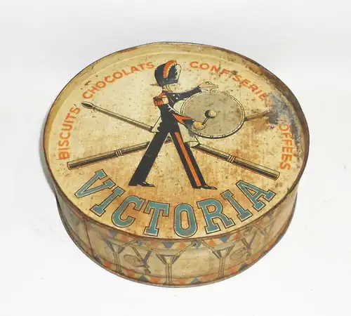Blechdose Trommel Biscuits Chocolats Confiseries Toffees Victoria 1910er tin box