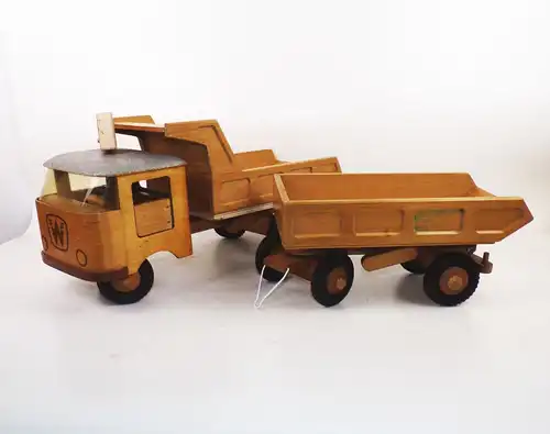 Alter FWF Fröbel LKW Kipper Laster Holzspielzeug Fröbel mit Anhänger vintage