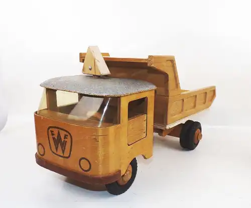 Alter FWF Fröbel LKW Kipper Laster Holzspielzeug Fröbel mit Anhänger vintage