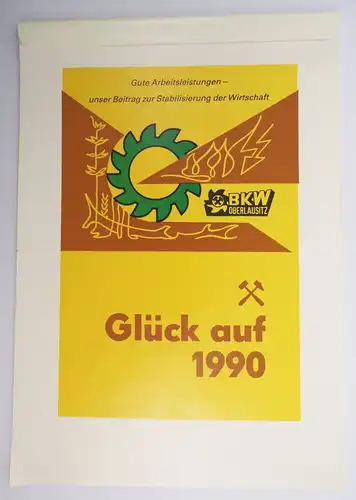 Kalender 1990 BKW Oberlausitz Glück auf Bergbau Tagebau Hagenwerder