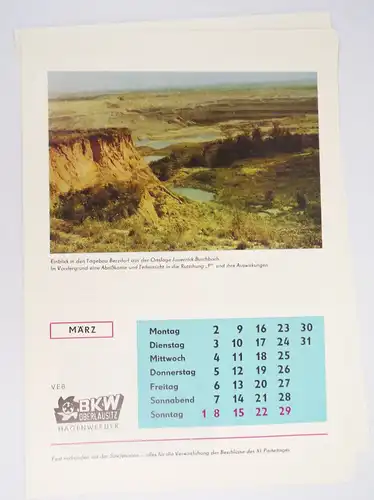 Kalender DDR BKW Oberlausitz Tagebau Bergbau 1987 vintage