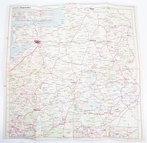 Ostpreußen Landkarte Shell Straßenkarte Nr 5 um 1935 map