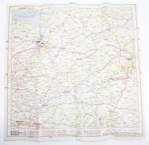 Shell Straßenkarte Strassenkarte Nr 9 Brandenburg Pommern 1930er