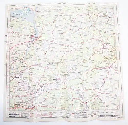Shell Straßenkarte Strassenkarte Nr 9 Brandenburg Pommern 1930er 