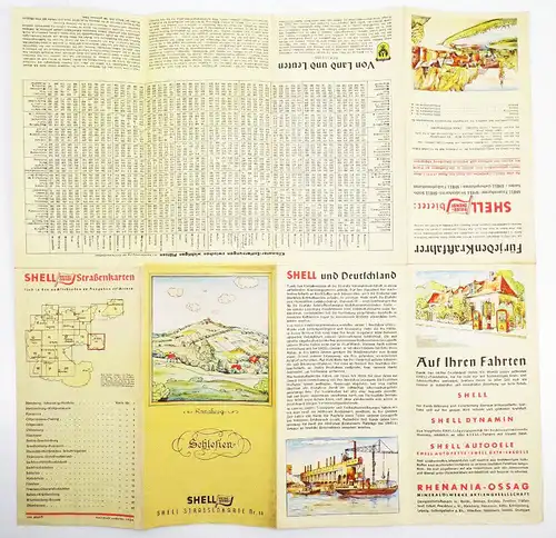 Vintage Shell Landkarte Schlesien Strassenkarte Nr 14 um 1935