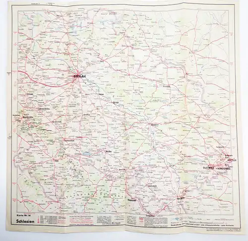 Vintage Shell Landkarte Schlesien Strassenkarte Nr 14 um 1935
