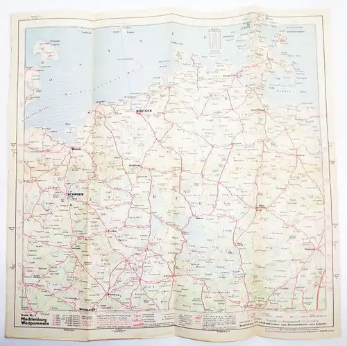 Alte Shell Straßenkarte Nr 2 Mecklenburg Westpommern 1930er Reisedienst